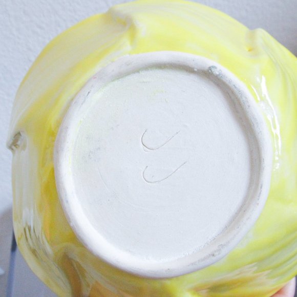 Sunny Yellow Handmade Ceramic Bowl Decorative Bowl Stylish Decor Retro Vintage - Picture 7 of 10